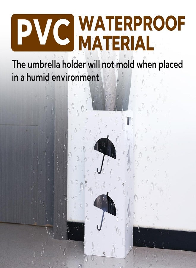 منظم مظلات مربع أبيض من لوكوبوند، حامل مظلات للمدخل، صندوق تخزين قائم بذاته للمنزل والمكتب والفندق - Image 5